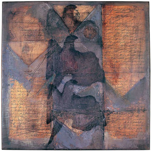 Letter From Detroit 2002 Relief collage on canvas 53 53 cm